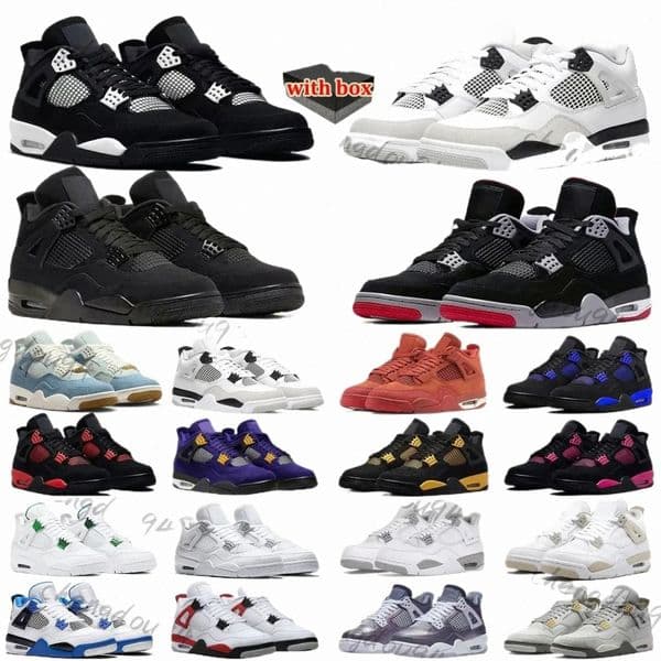 designer Men 4 Basketball Shoes 4s Sneaker Military Black Cat Pine Green White Oreo Red Thunder Bred Cacao Medium Olive Sail