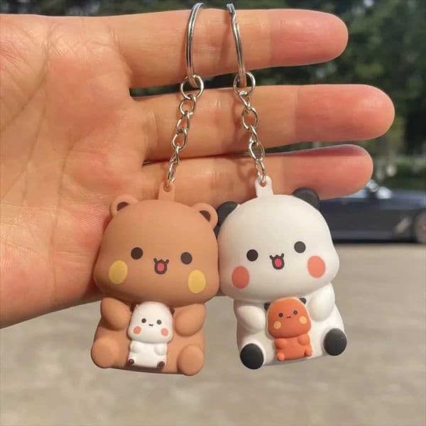 Bubu Dudu Say I Love You Voice Toys Keychain Yier Panda Bear Glowing Anime Figures Phone Ornament Bag Decoration Couple Gifts C260418