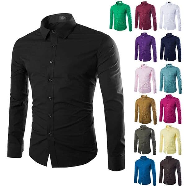 14 Colors Solid Color Mens Fashionable Candy Shirt Casual Long Sleeve for Men 260330BJ