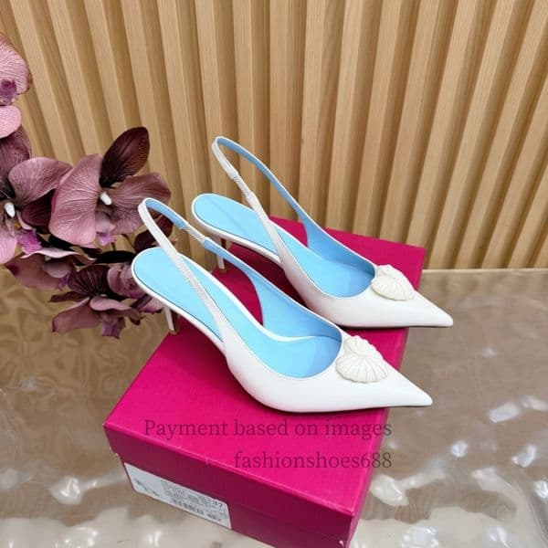 White leather pointed toe strappy high heels womens shoes heart-shaped sexy wedding banquet office shoes high-end luxury designer stiletto heelss Sizes 35-43 +box 10/A