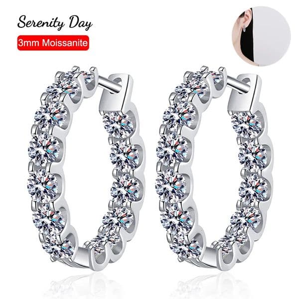 Serenty 26cttw D Color m All Hoop Earrings For Women S925 Silver Bull Head Wedding Stud Earring Plated 18K Jewelry 260409