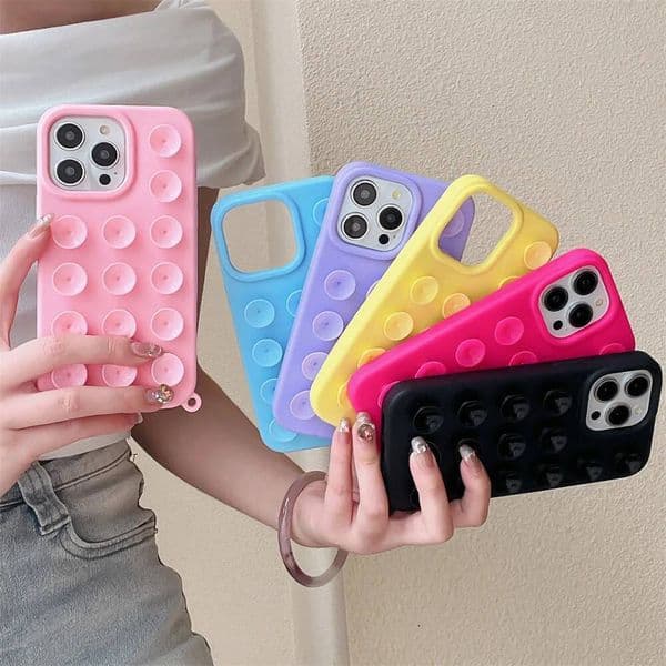 Suction Cup Soft Silicone Phone Case For iPhone 16 17 13 14 11 12 15 Pro Max Plus Anti-Slip Shockproof Candy Color Cover ddmythur