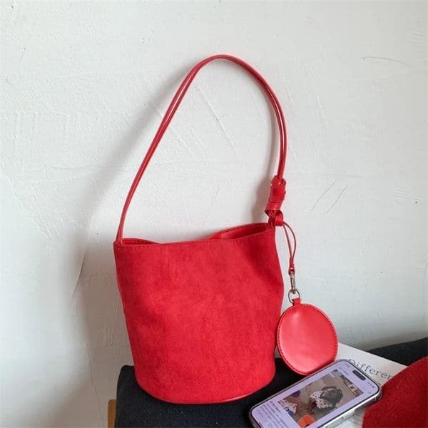 Suede Womens Shoulder Bag Retro Crossbody Bag Bucket Handbag 251106BJ