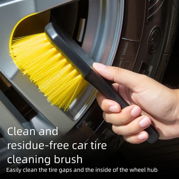 Tire Car Wash Tool Cleaning Wheel Steel Rim Yellow Hard Gray Bristle Soft Brush