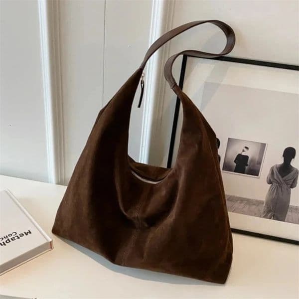 Women Suede Shoulder Bag with Zipper Hobo Bags Large Capacity Handbag Slouchy Bag Travel Bag Purses and Handbags 251124BJ