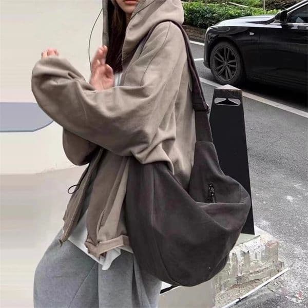 Canvas dumpling bag large capacity fashionable and simple for women one shoulder crossbody bag casual and versatile student 260403BJ