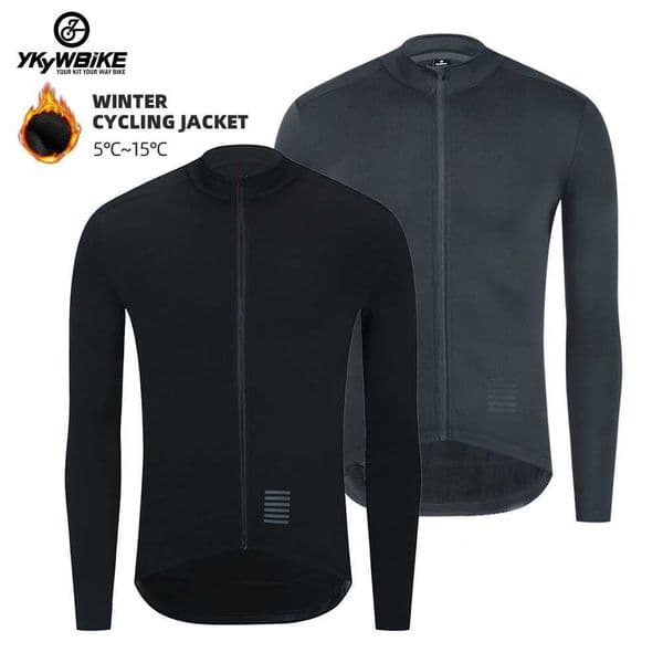 YKYWBIKE Men Winter Thermal Fleece Long Sleeve Men Jacket MTB Bike Coat Pro Top Cycling Jersey Ciclismo Bicycle Clothing 5 Color S260416