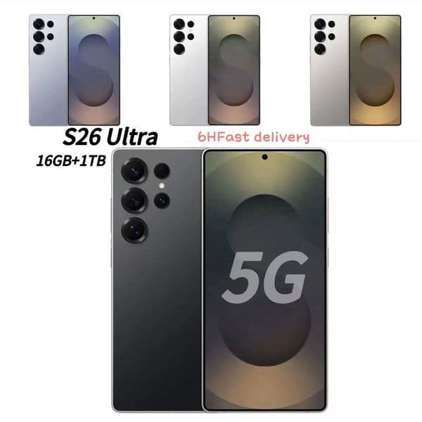 S26 S25Ultra 5G smartphone 16GB+1TB Unlock Touch Screen Androids Camera Telephone HD Display Face Recognition Cell Phones