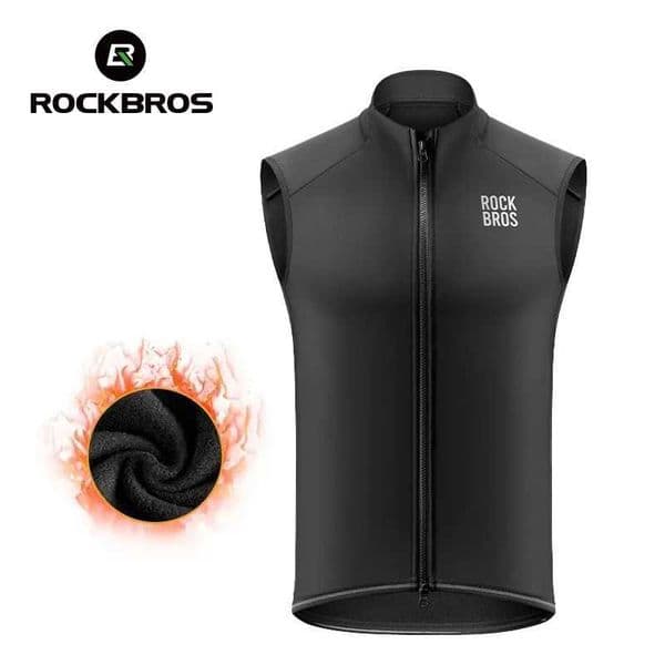 ROCKBROS Cycling Vest Windproof Winter Autumn Fleece Warm Bike Vest for Outdoor Sports MTB Road Thermal Bicycle Tops Waistcoat S260416