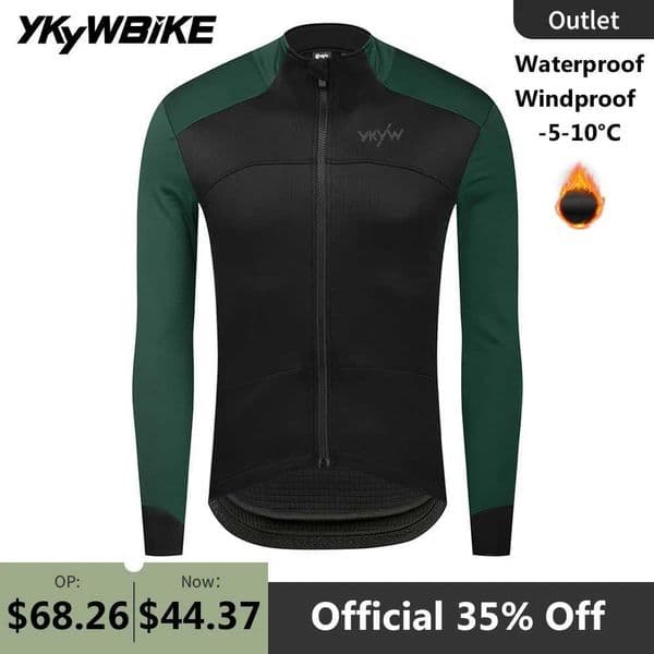 YKYWBIKE Mens Cycling Jacket Waterproof Windproof Road Bike Tops Winter 0C Thermal Fleece Bicycle Jersey Cycling Clothing S260416