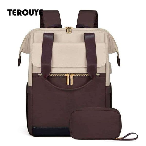 New Versatile And Simple Cross-Border Women's Travel Laptop, Large Capacity Luggage, Cream Colored Backpack TEROUYE