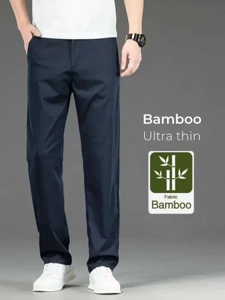 Spring Summer Mens Casual Pants Thin Mulberry Silk Soft Business Trousers Slim Straight Elastic Suit Male 250819BJ