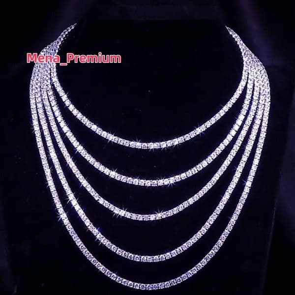 Fashion Trendy Brass 18K Gold Plated 2mm/3mm/4mm/5mm/6mm Silver Tennis Chain Necklace