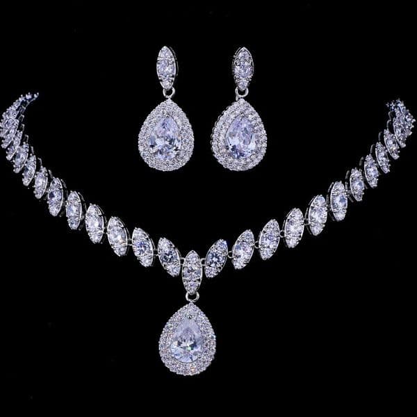 Emmaya Simulated Bridal Silver Necklace Sets 5 Colors Wedding Jewelry Parure Bijoux Femme Party Gift 260418