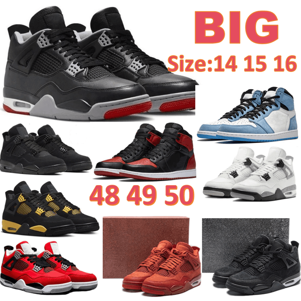 Plus Big size shoes 14 15 16 men basketball shoes 4 4s large size 1s Bred Black Cat University Blue Nigel Sylvester Reimagined Patent women Trainers outdoor sneakers
