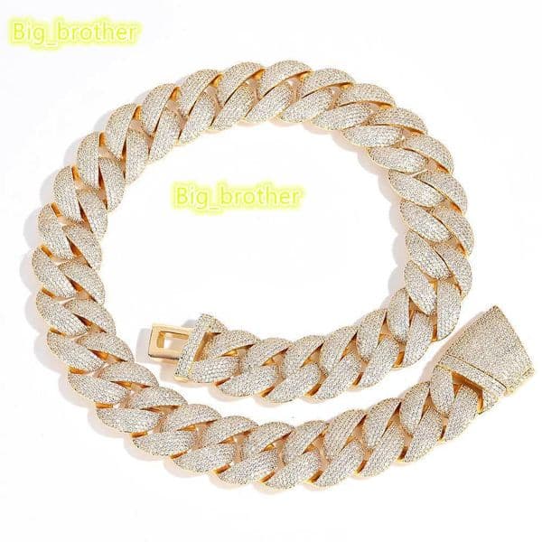 SSeeSY OEM ODM Custom Fashion Jewelry 22mm Hip Hop Men Cuban Link Gold Silver Densely Inlaid Moissanite VVS Necklace Chain for Man