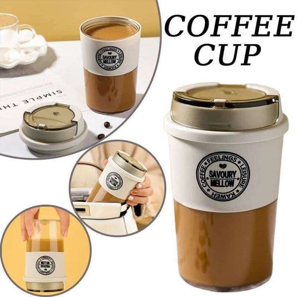 300ML Portable Coffee 1pc Outdoor Leisure Sealed Leak-Proof with Cover Vacuum Cup Creative Plastic Water Mug VIE LENTE