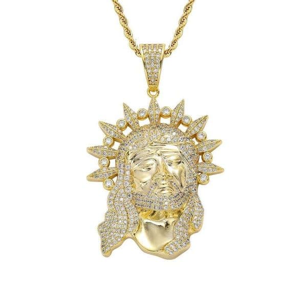 Luxury Jewelry necklace a portrait pendant micro-inlaid with Moissanite vintage and unique men's Hip Hop pendant