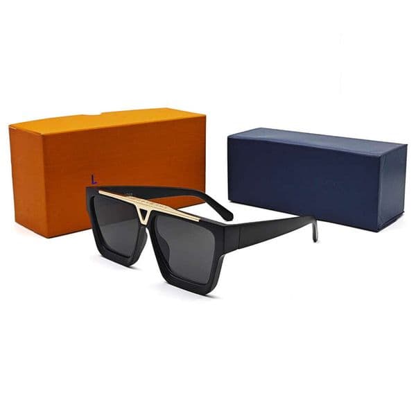 Luxury Designer Oversized Square Sunglasses Matte Black Frame with Gold Interlocking Emblem Polarized Lens UV400 Protection