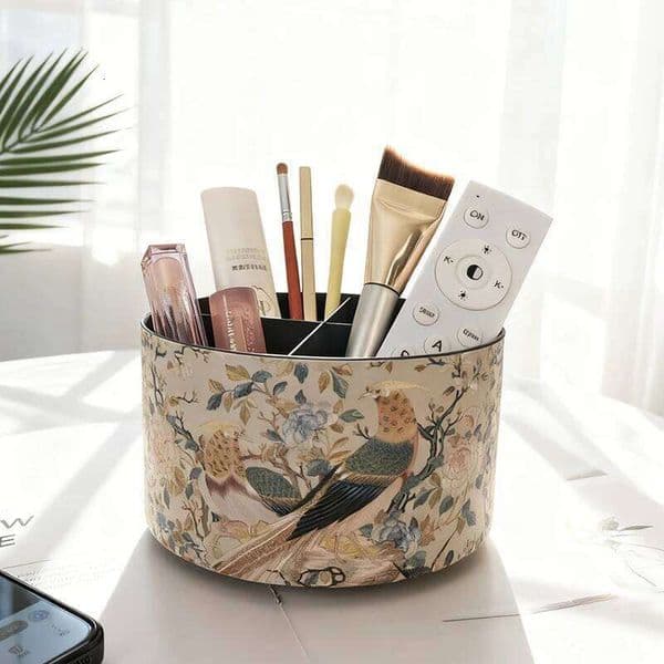 Magpie on a Branch 360° Rotating Cosmetic Storage Rack, Desktop Office Pens, Makeup Brushes, and Miscellaneous Item Organizer