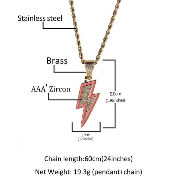 Moissanite Jewelry Personality Luminous Lightning Necklace Simple Trendy Cool Ins Style Oil Drop Inlaid Moissanite Hip Hop Accessories Versatile Sweater Chain