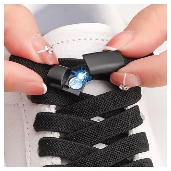 1 Pair Magnetic Shoelaces No Tie Metal Lock Elastic Shoe Laces Flats Sneakers Running Tennis Lazy Shoelace Accessories 260418