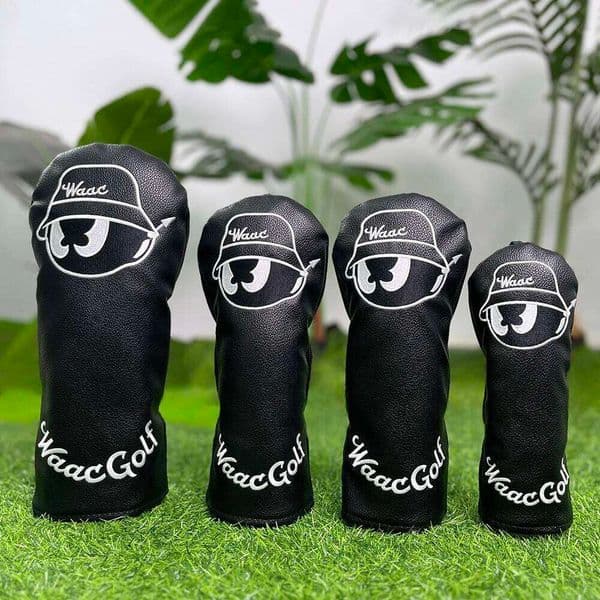 Black protective case, embroidered pattern design, golf accessories, PU material, stylish and durable 26Y0420