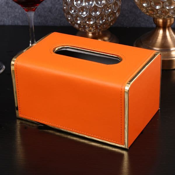 2026 Luxury Style Orange Leather Multi-Function Desktop Tissue Storage Box R250626 Free Shipping Shipping 003
