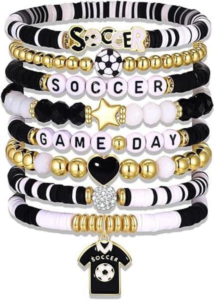 STOCK Soft Ceramic World Cup Soccer Ball Charm Bracelet - Adjustable Stretch Band For Fans Free Shipping