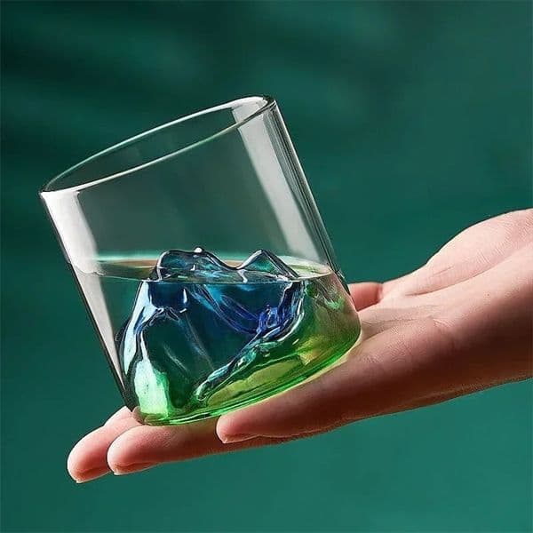 170ml 1/2/4/6/8pcs Whisky Glass Cup 3D Mountain Water Glacier Mug Vodka Wine Glasses Fuji Artwork Gift Whisky Bottle Drinkware 260109BJ