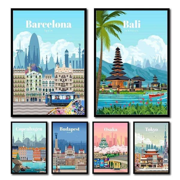 Amsterdam Tokyo London Iceland Bali Vancouver Travel Posters and Prints Modern Wall Art City Paintings Landscape Canvas Picture 26Y0420