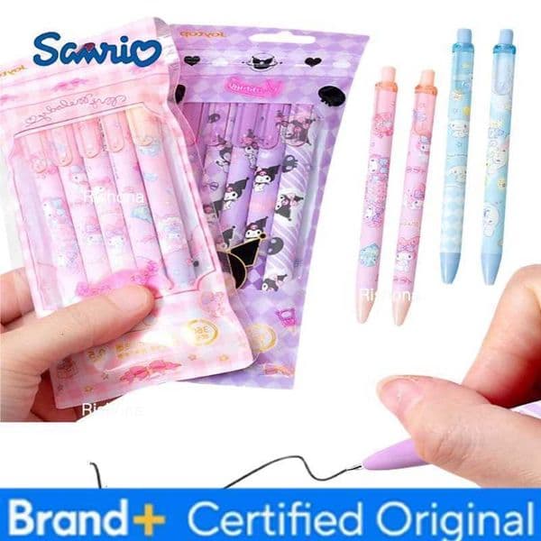 Sanrio 5pcs/set Series 055mm Kuromi Cinnamoroll Melody Kawaii Press Neutral Pen Box Cartoon Cute Y2k Pochacco H260420