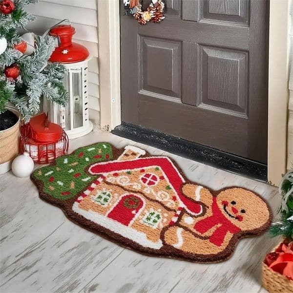 Gingerbread Kitchen Rugs Christmas Doormat Floor Mat With Gingerbread Man Non-Slip Bath Mats Doormats For Indoor Bedroom 251107BJ