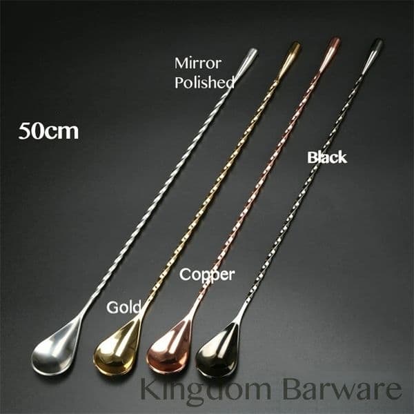 50cm Cocktail Bar Spoon 304 Stainless Steel Twisted Mixing Stir Spoon Bar Tool 260408BJ