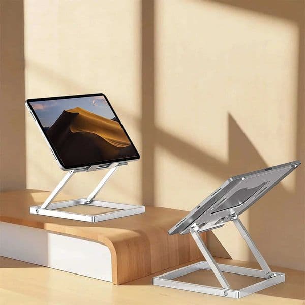 Portable Aluminum Tablet Stand Foldable Holder Desktop Adjustable Mount with Organizer Drawer Keyboard Storage for IPad Pro Air S26420