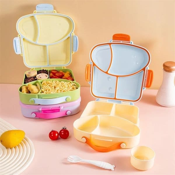 Cute Plastic Children Lunch Box With Compartments Lunch Food Container With Lids Portable Bento Box For Kids Office Students 250627BJ