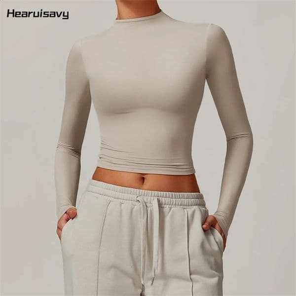Hearuisavy Casual Long Sleeve Sports Shirt Women Gym Top Women Breathable Activewear Yoga Wear Quick-Dry Workout Clothing Female 260206BJ