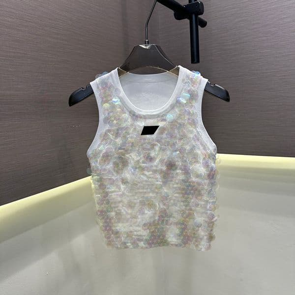 Luxury Sequins Tank Top For Women Y2K Style Nightclub Short Vest Summer Dinner Party Travel Camisoles