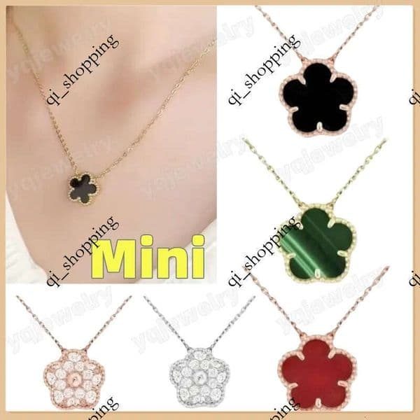 9mm mini flower pendant sailormoon designer women stainless steel jewelry small onyx mother of pearl clover necklace gift mom