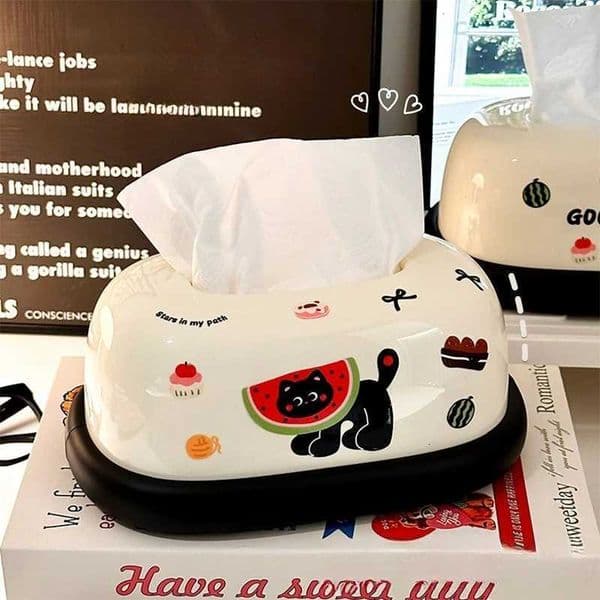 Black cat desktop tissue box living room household tissue drawer dining table coffee table napkin paper box tissue boxs H260420