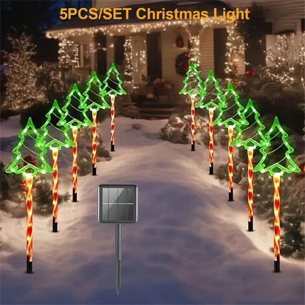 Designer 5 Pieces/Set Of Solar Powered Candy Vine Lights Outdoor Waterproof 8 Modes Floor Installation Garden Courtyard Christmas Decoration 241023 6