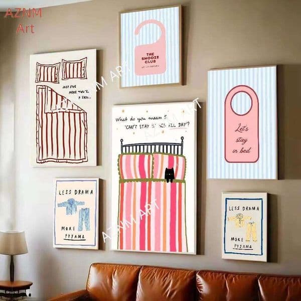 Stay In Bed Print Goodnight Poster Wall Home Decor Digital Painting Living Room Restaurant Kitchen Art 26Y0420