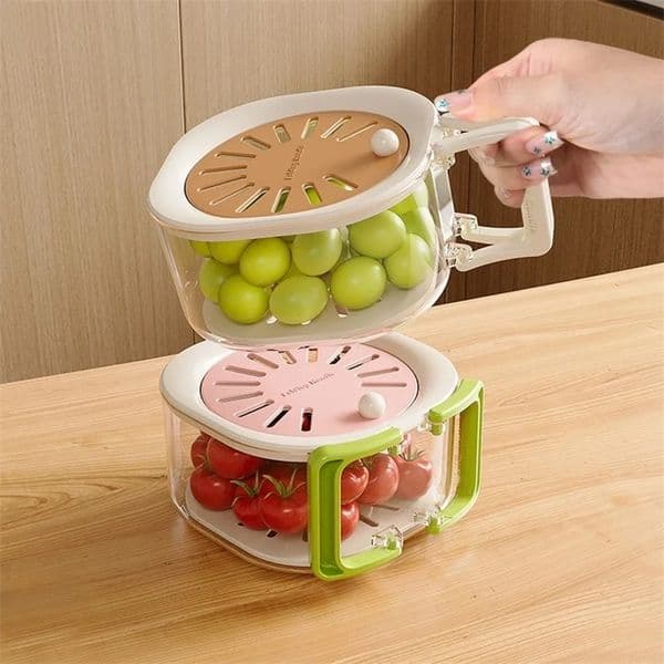 Large Drain Basket Cute Fruit Basket Telescopic Water Filter 2-in-1 Thickened Dehydration Washing Vegetable Basket with Lid 251124BJ