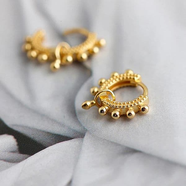 925 Sterling Silver Needle Personalized Spiked Pointed Hoop Earrings Simple Perforated Round Fashion Party Jewelry 260414
