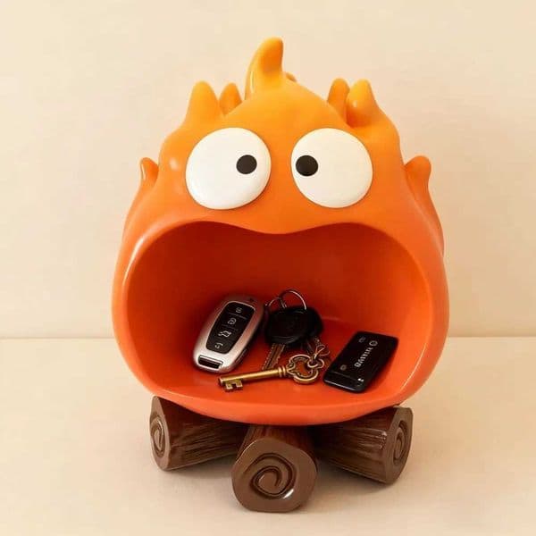 New Calcifer Fire Desktop Decoration Creative Home Living Room Porch Key Storage Tray Cartoon Snack Organizer Table Ornaments T260420