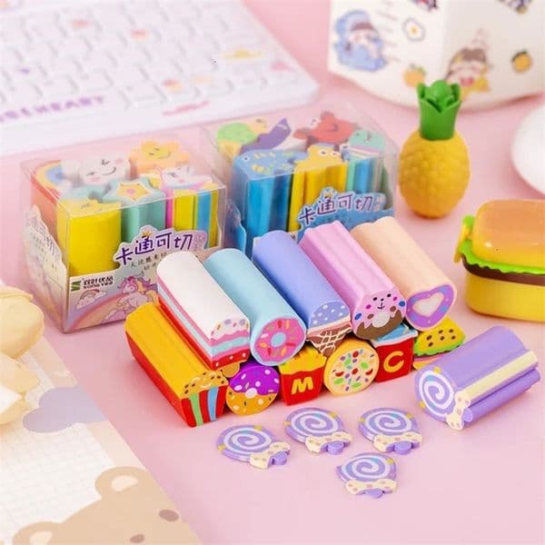 6 Piece /Box Cartoon Cute Unicorn Rubber Mini Eraser Set Novelty Stationery 250606BJ
