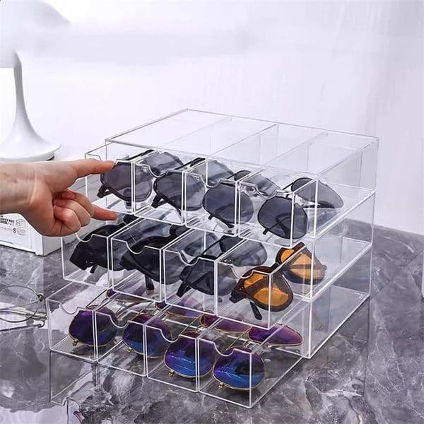 Eyeglasses Storage Box Home Transparent Drawer Multi-Compartment Sunglasses Organizer Acrylic Multilayer Display Rack 260323BJ