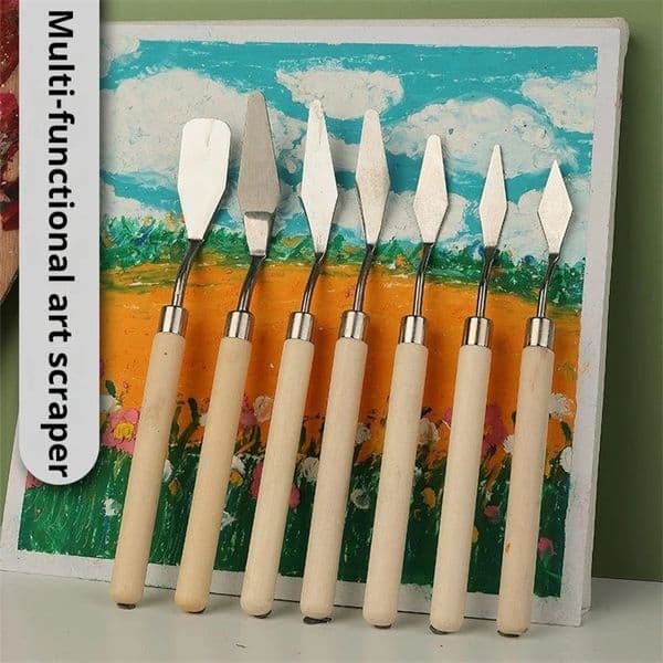 7Pcs/Set Stainless Steel Oil Painting Knives Artist Crafts Spatula Palette Knife Mixing Knife Scraper Art Tools 250527BJ
