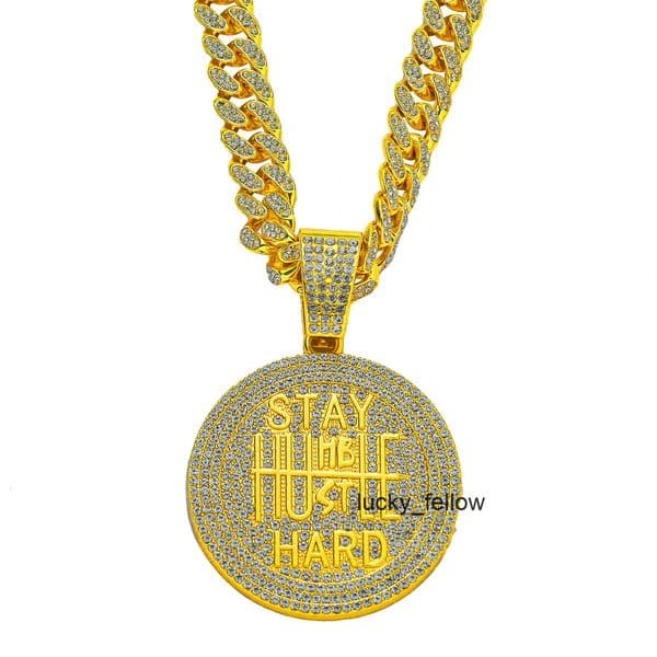 INS Keep Calm English Letter Full Diamond Pendant Hip-Hop Pendant Necklace Mens Trendy Jewelry