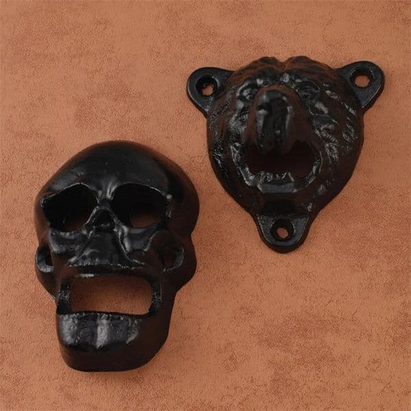 Cast Iron Animal Head Bottle Opener - Wall Mounted Bear Skull Pig Head Beer Decor 260106BJ